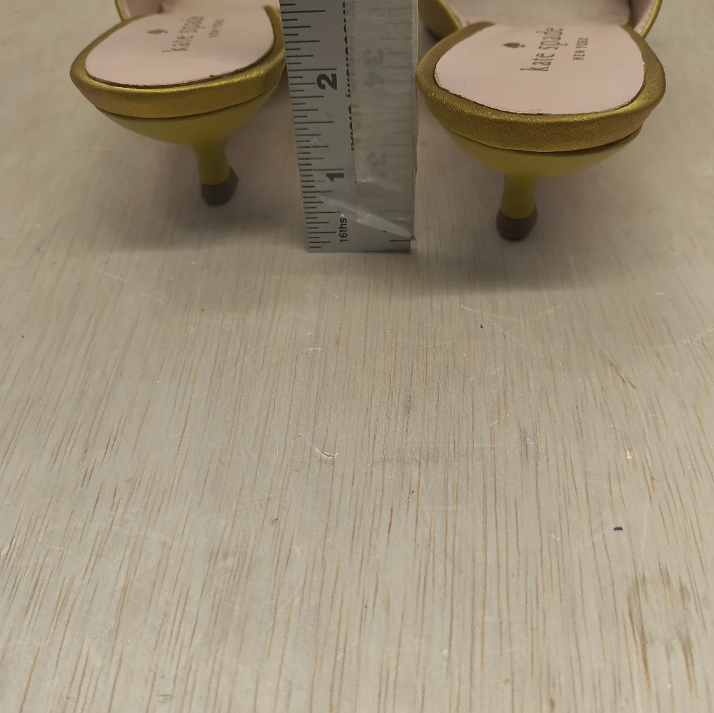 Kate Spade Darlene Yellow Satin Bow Jewel Pointed Toe Kitten Heel Mules Size 8 - Picture 6 of 12